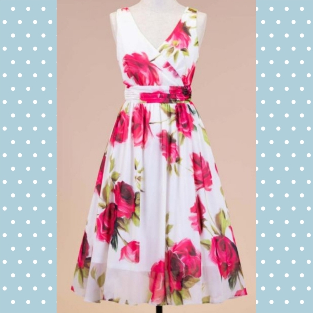 Lady V London Floral Fit & Flare Midi Dress